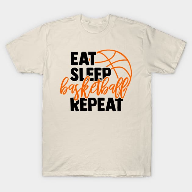 Eat, Sleep, Basketball, Repeat. Reversed Design T-Shirt by greygoodz